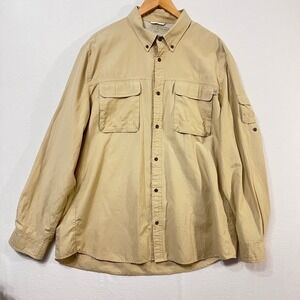 Field & Stream Men's Tan Long Sleeve Button Shirt Pockets Outdoor Adventure‎ XXL